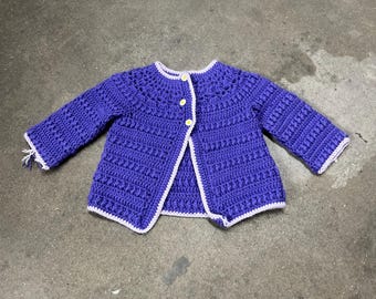 Vintage 1990s Kids Hand Knit Spring Cardigan Size 2-4