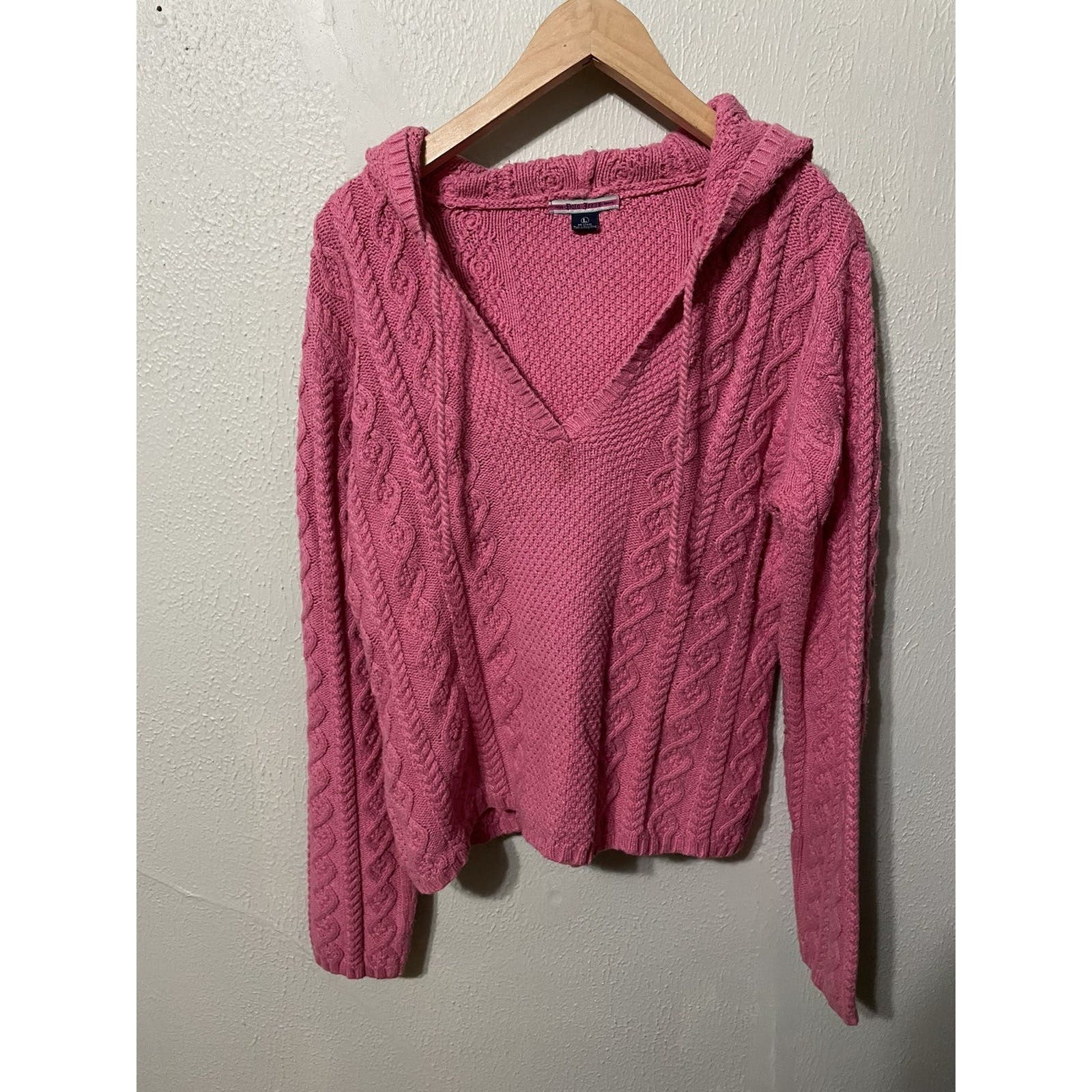 Vintage 1990s Polo Ralph Lauren Cable Knit Hoodie 2000s Y2k