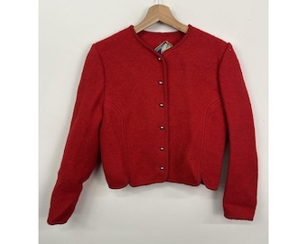 Vintage 1980s The Eagle's Eye Felted Wool Cardigan Size XS (10)