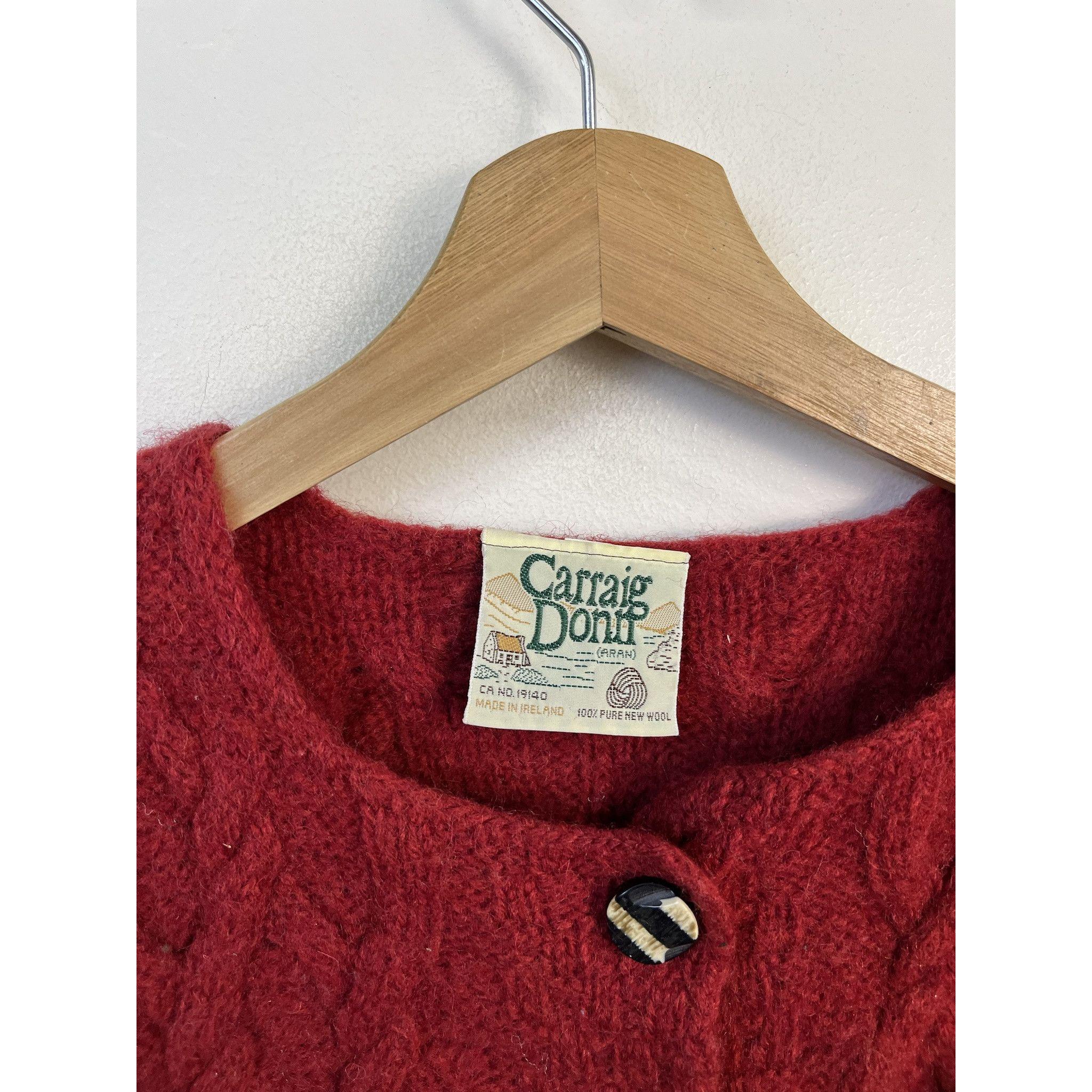 Vintage Carraig Donn Ireland Wool Aran Red Knit Cardigan Size S - Etsy