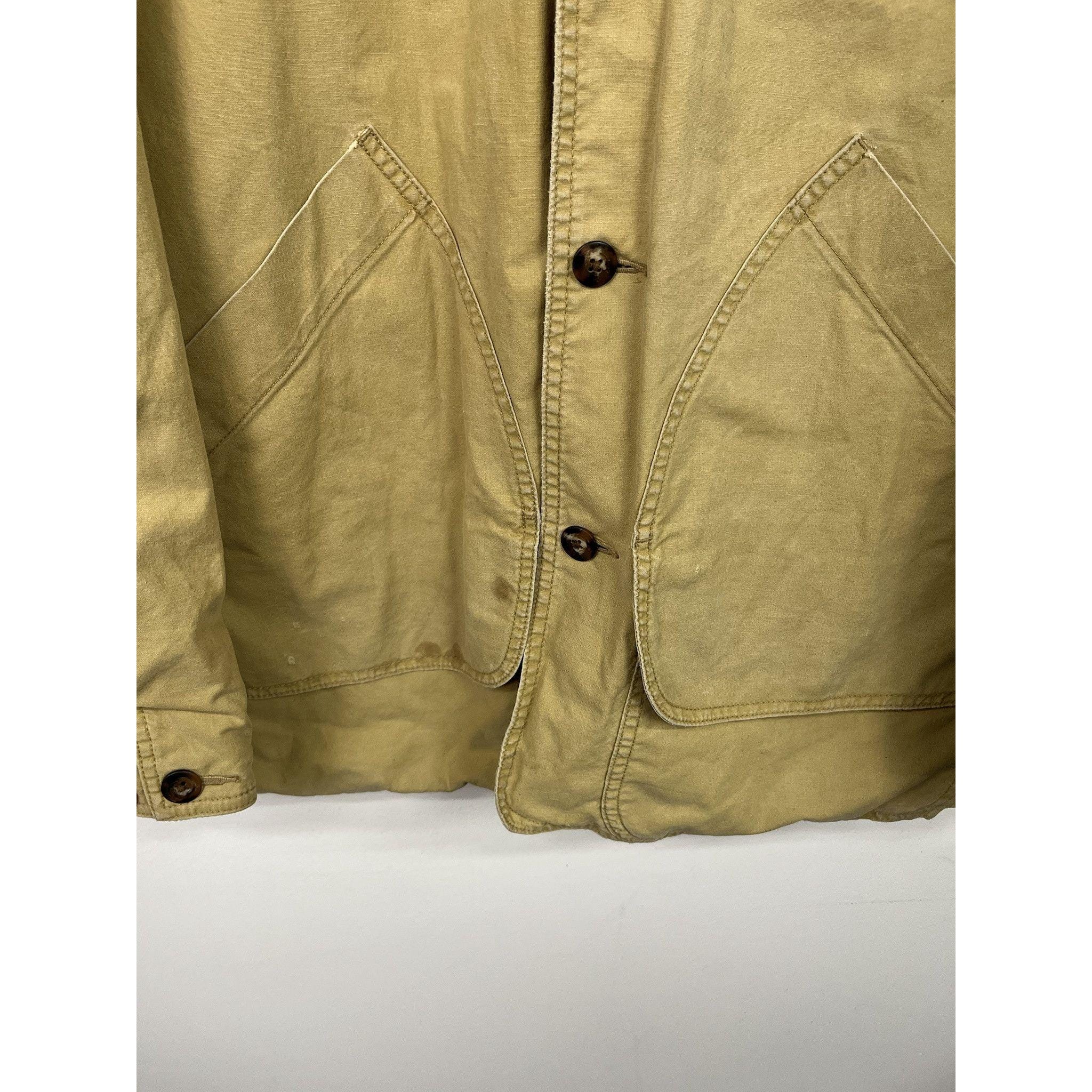 Vintage 90s Banana Republic Leather Collar Canvas Safari Jacket