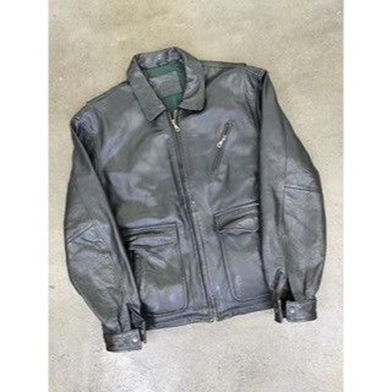 Vintage 90s Flight Leather Jacket St. Johns Bay Cotton Lined