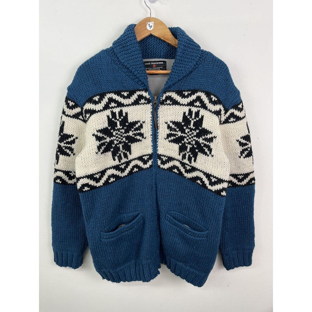 Vitnage 90s Cowichan Knit Sweater Full Zip Cardigan Size S - Etsy