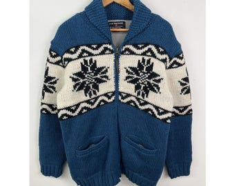 Vitnage 90s Cowichan Knit Sweater Full Zip Cardigan Size S - Etsy