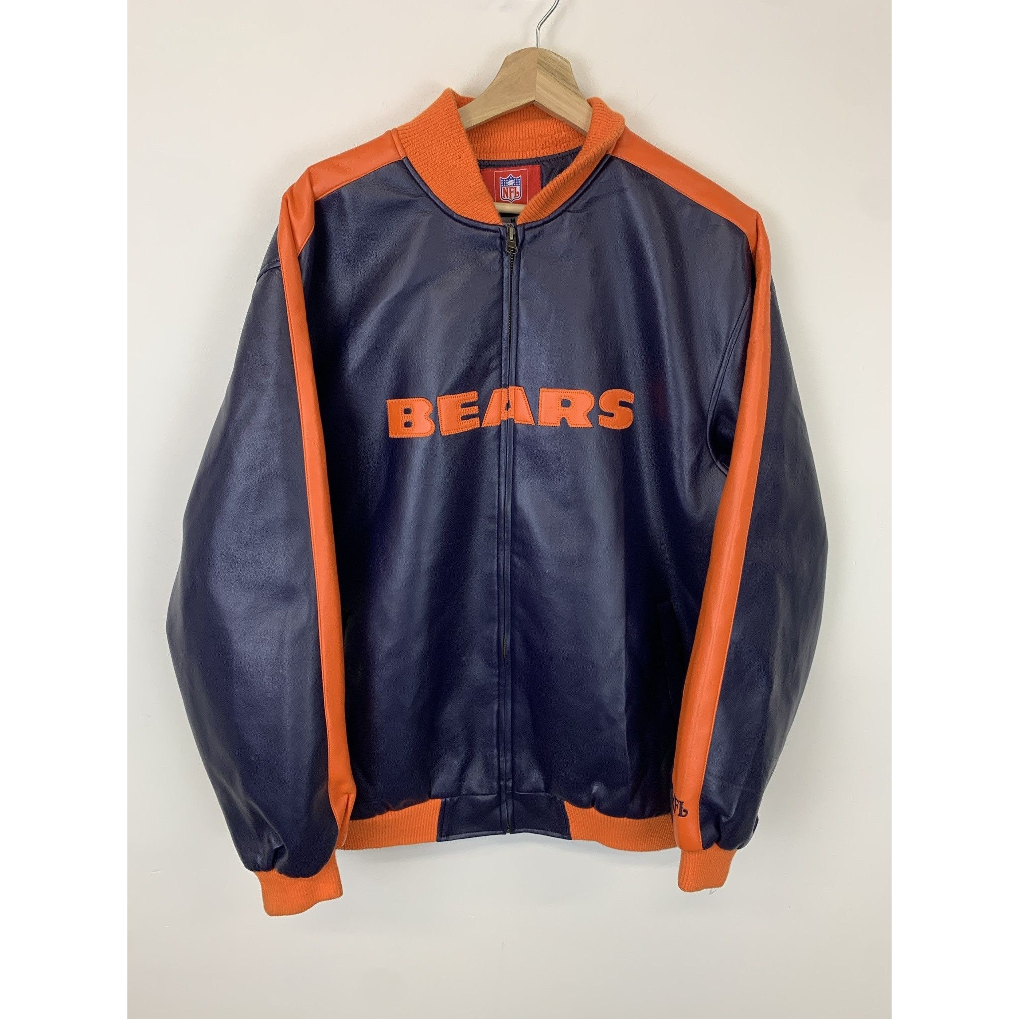 NFL Bears レザージャケット Men's Jeff Hamilton Black Chicago Bears Leather Full-Snap Jacket