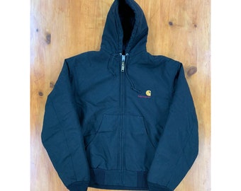 Vintage Carhartt J25 Mos Moss Thermal Lined Duck Hooded Jacket USA