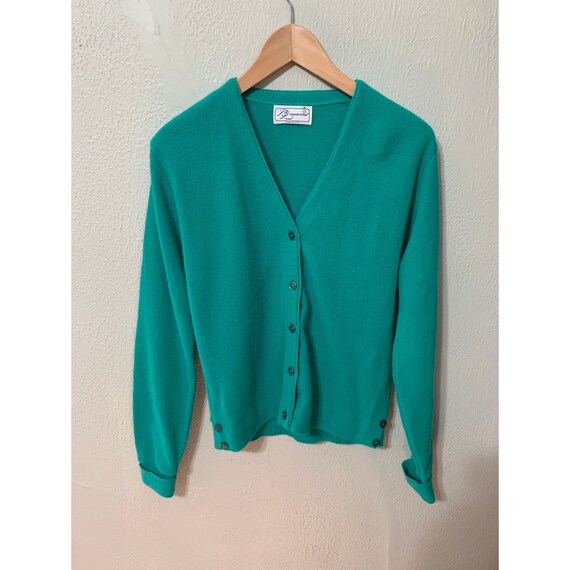 Vintage Cyan Blank Knit Cardigan Cute Cozy Knit Sweater Light