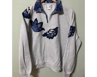 Vintage Cut and Sew Moon Leaf Art Crewneck vintage cozy warm thick winter fall sweater gift vintage sweater