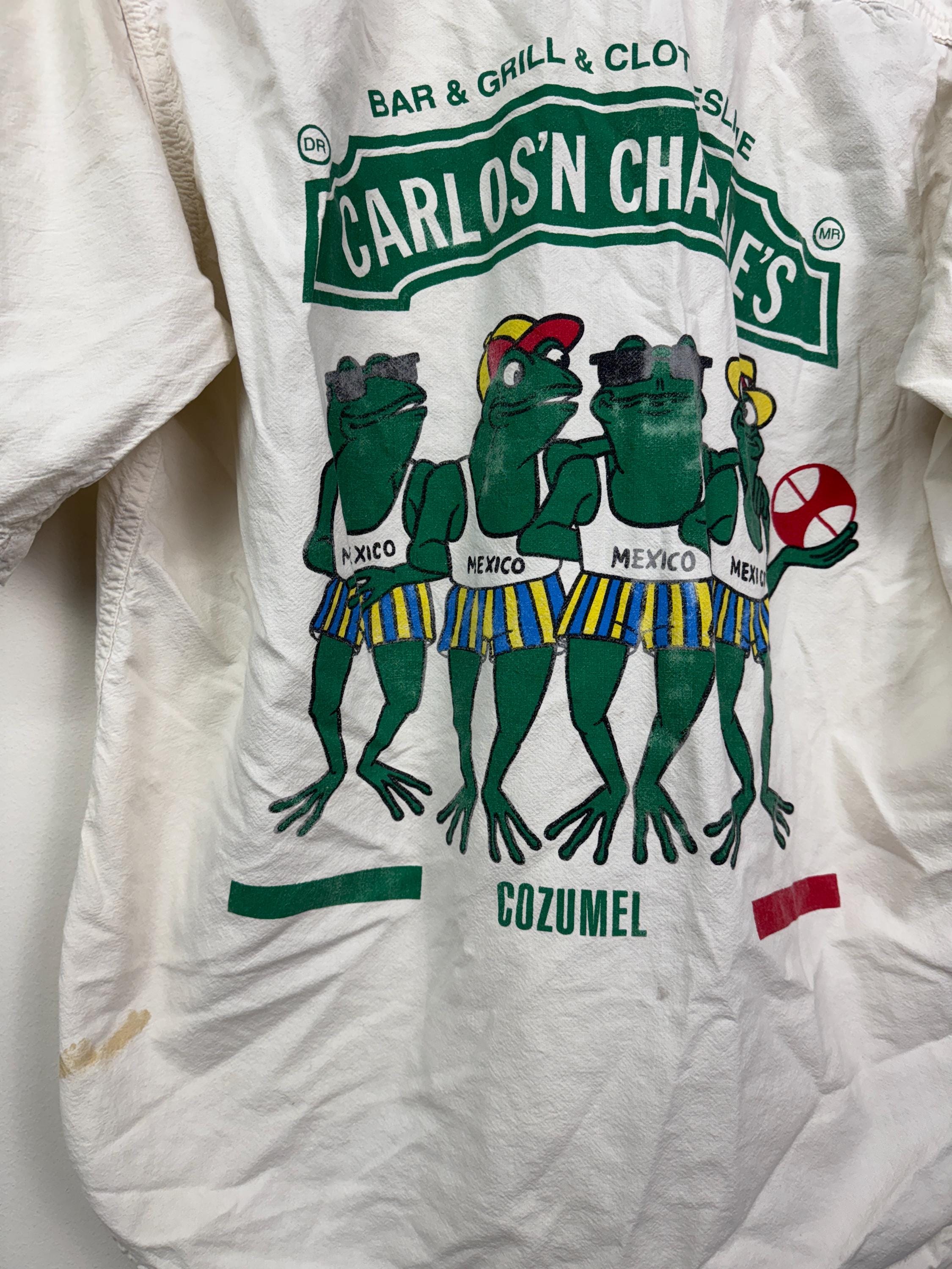Vintage 90s Carlos N Charlie's Frogs Back Graphic Cozumel Mexico