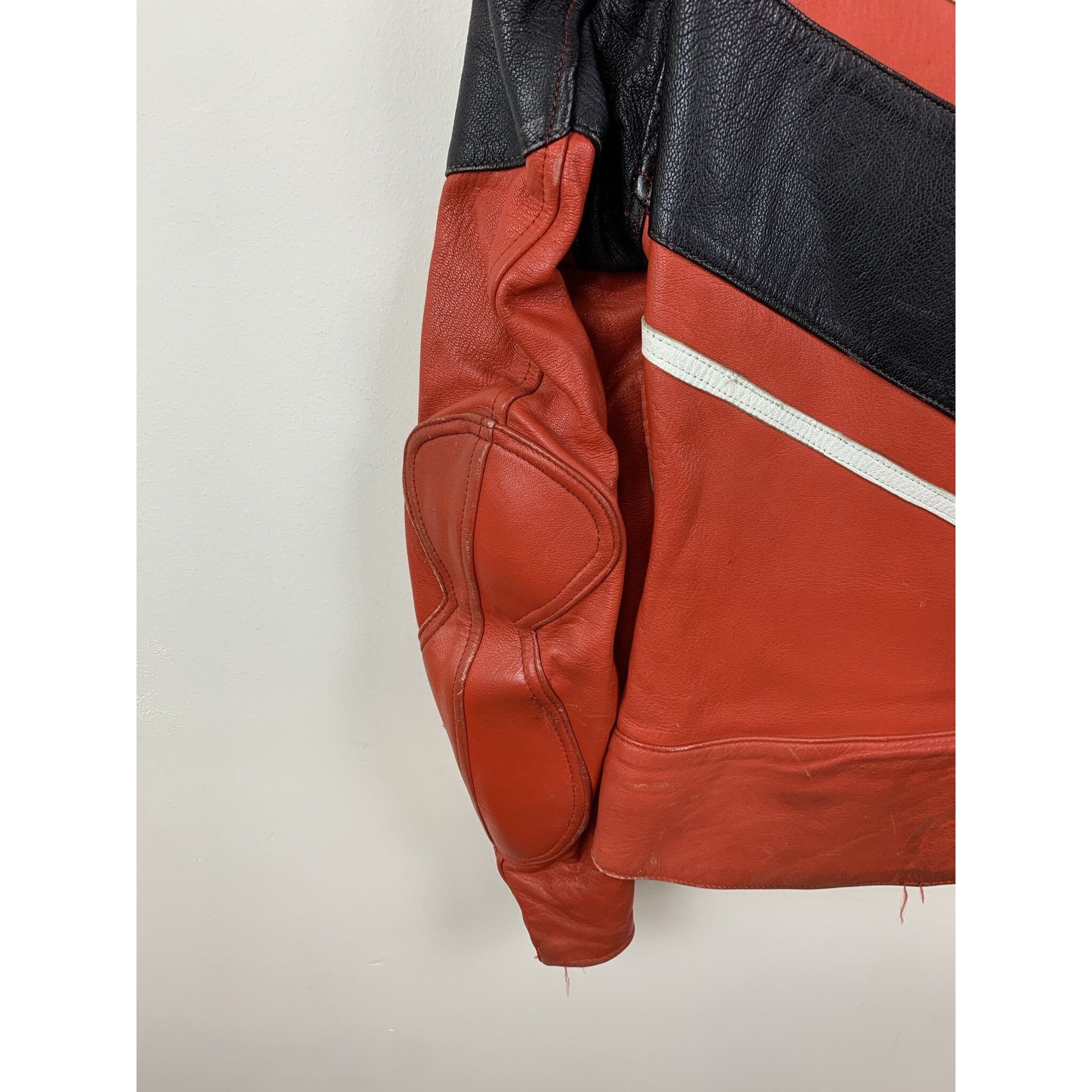 Vintage AGV Leather Colorblock Motorcycle Jacket Size M