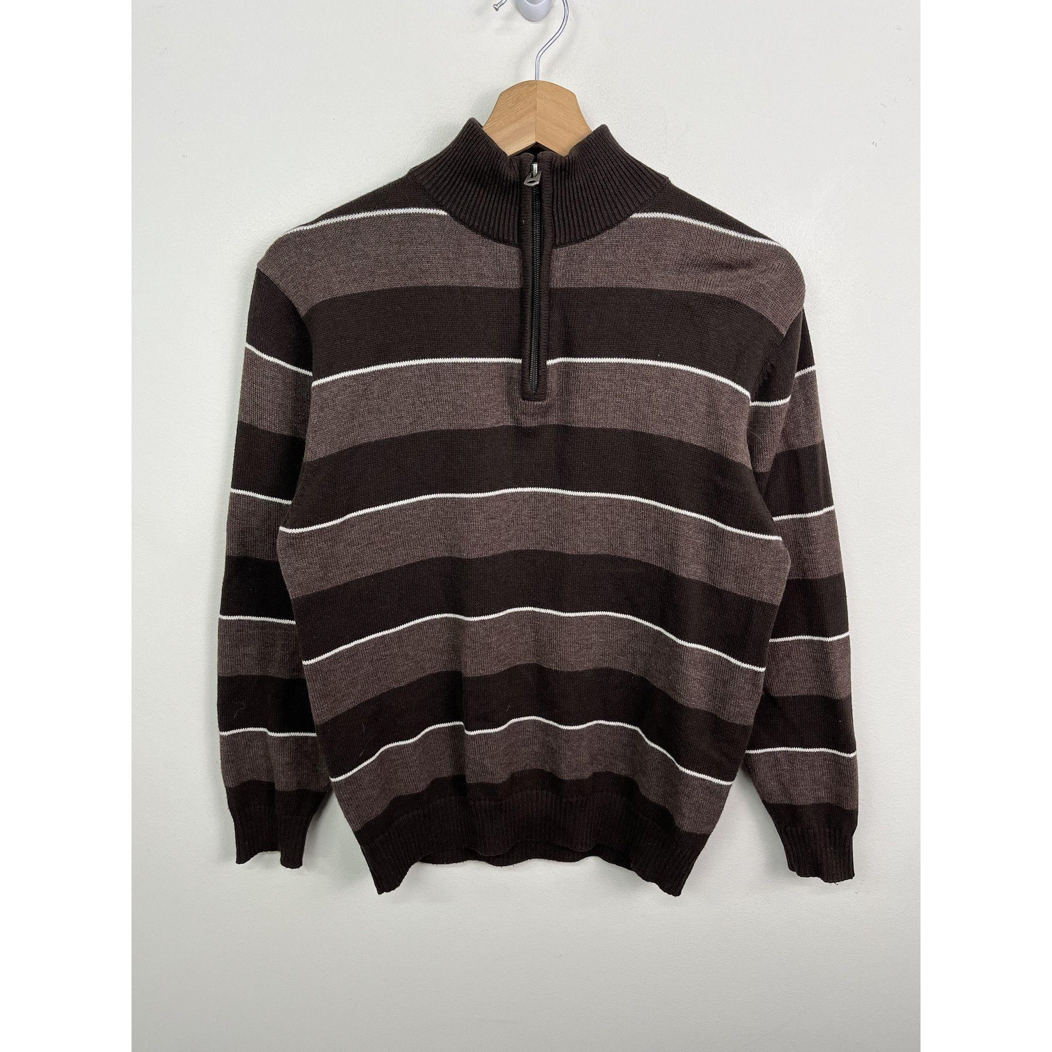 Vintage Y2K XG Brown Striped Quarterzip Knit Sweater Size M - Etsy