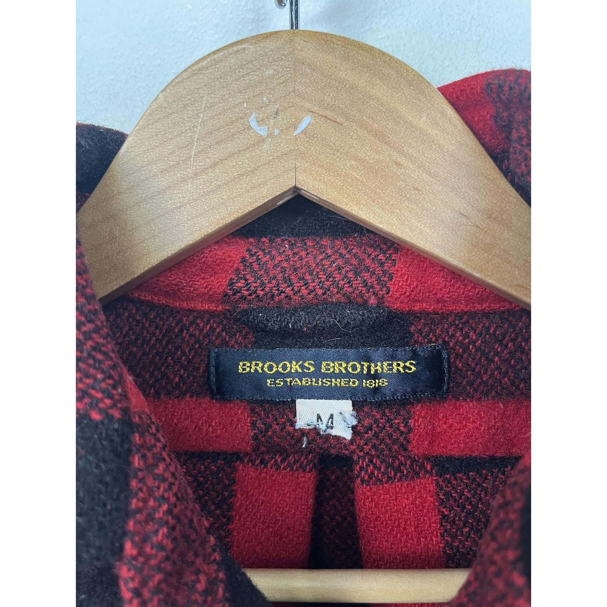 Vintage 90s Brooks Brothers Buffalo Plaid Red Black Wool Flannel