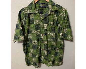 Vintage Nautica Green Palm Tree Hawaiian shirtvintage tshirt