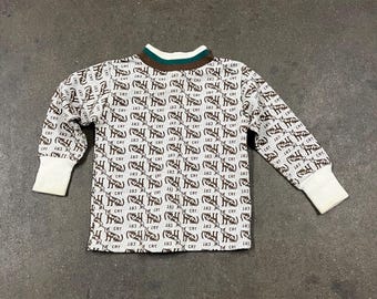 Vintage 1980s Cat AOP Baby Sweater Size 3T