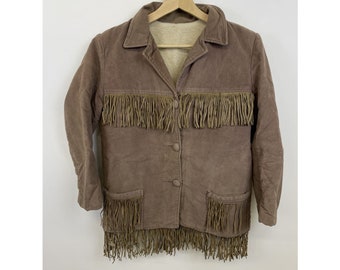 Vintage 1970s Faux Suede Jacket Hippie Tassle Biker Easy Rider vintage leather jacket leather coat winter jacket gift