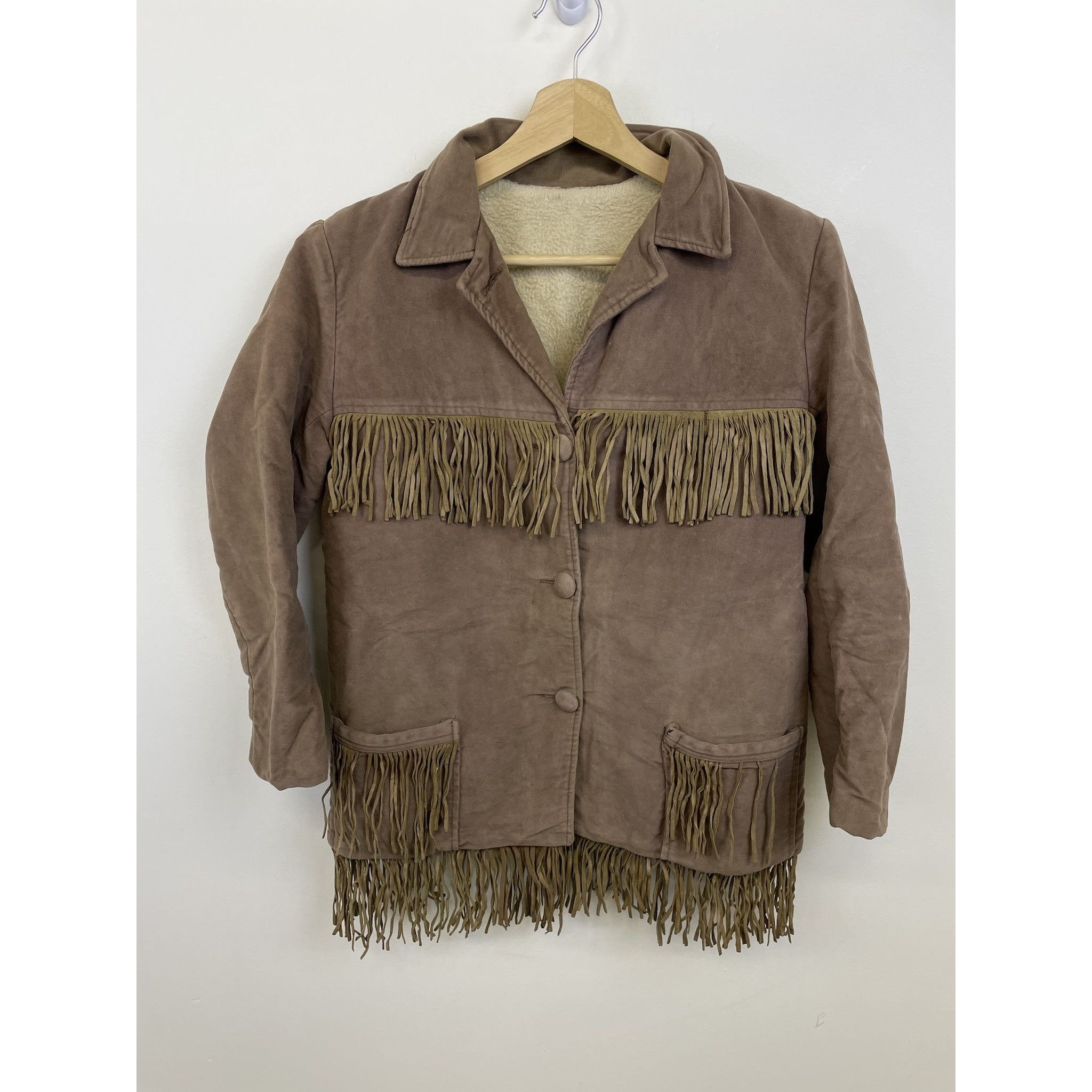 1970年代のヴィンテージフェイクスエードジャケットヒッピータッセル