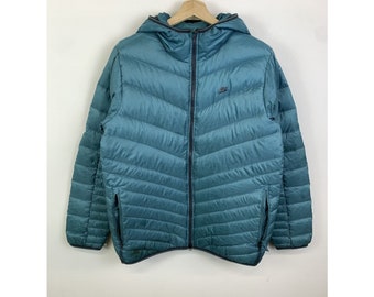 Nike Tech Jacket Teal Puffer Full Zip Nike Tech Coat Size L Vintage Outdoors gear outerwear gift for her him Vintage Nike New Puffer Coat