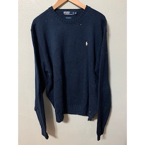 トップス Ralph Lauren 90s dark navy cotton knit Polo Ralph Lauren Womens 100% Cotton Cable Knit V-Neck Sweater