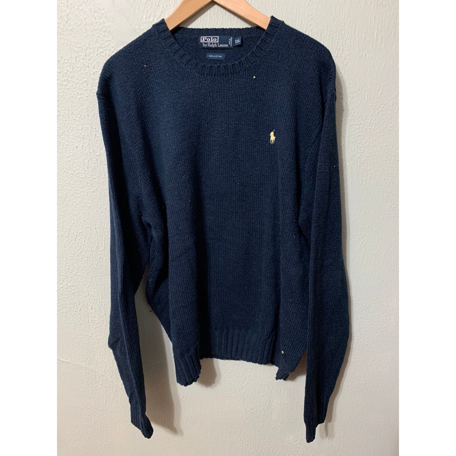 Vintage XXL Polo Ralph Lauren Yellow Horse Knit Sweater 2XL