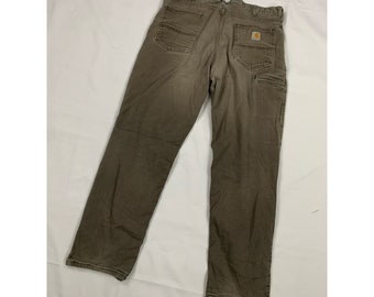 Brown Carhartt Pants Y2k Straight Leg Pants Workwear Work Pants High Waist  Rise Streetwear Basic Distressed Faded Vintage 00s Medium 31 X 29 