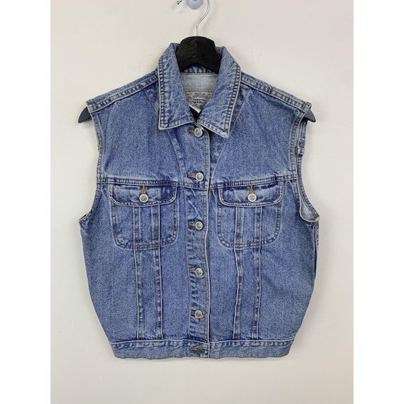 Christmas Gift Ideas Vintage Denim Vest 1990s Gitanoe Denim jaclet Vest Size S Christmas Gift Vintage