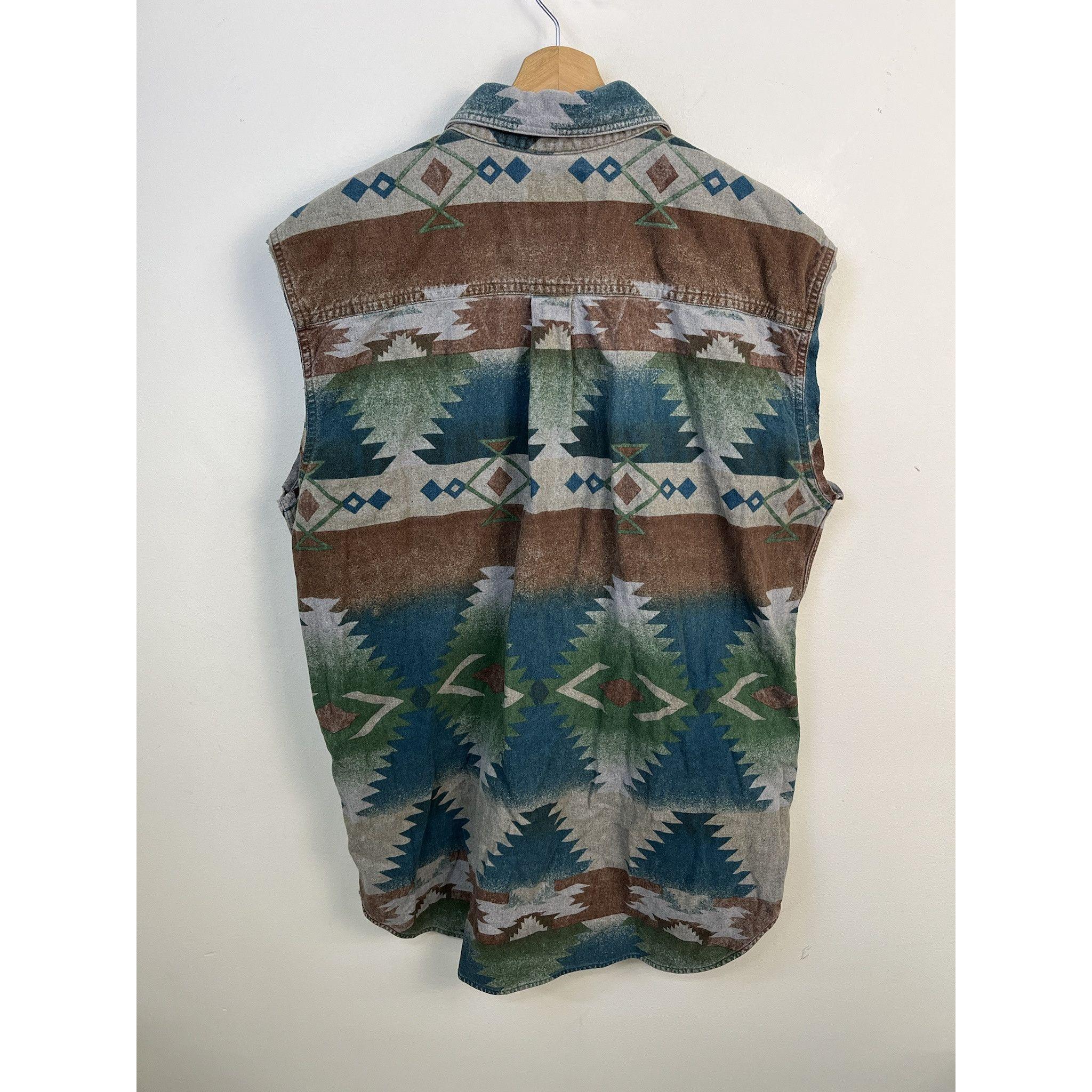 Vintage Flannel 1990s Woolrich Aztec Pattern Sleeveless Flannel Vest ...