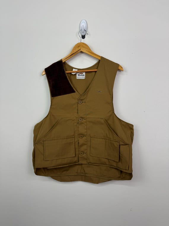 Vintage 80s Duxbak Brown Cotton Polyester Button up Hunting Vest