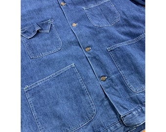 Veste de corvée en denim doublée de flanelle, vintage des années 1970