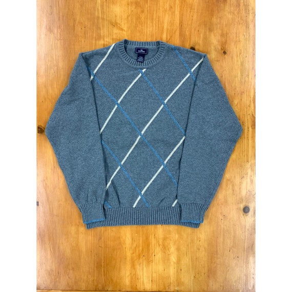 Vintage Dockers Blue Tan Grid Knit Sweater - image 1