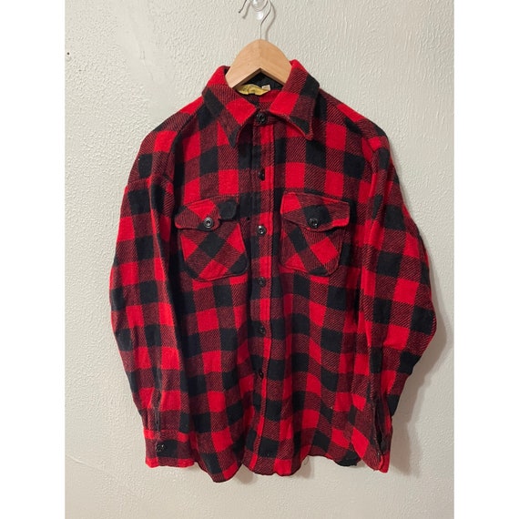 Vintage 1980s Buffalo Plaid Flannel Shirt - image 1