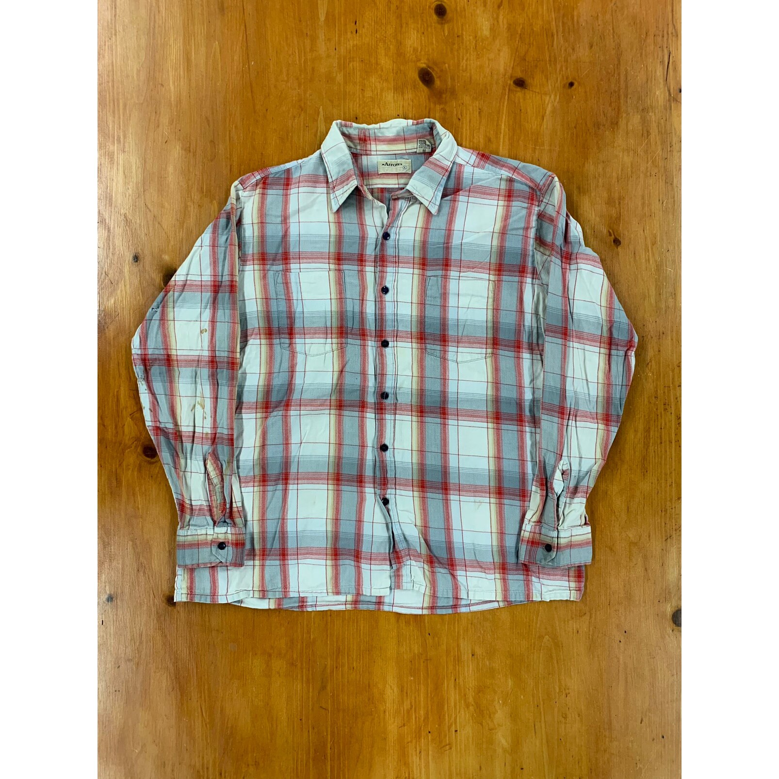 ②70s USA Arrow open collar shirt check M Vintage 1970s Arrow Check Plaid Shirt - Etsy