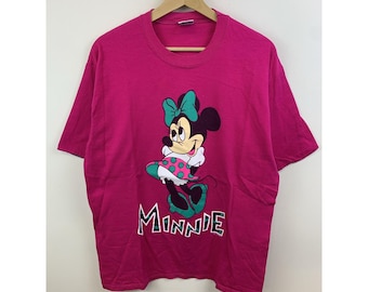 Vintage 1990s Minnie Mouse Pink Tee Minnie Mickey Mouse Tee Size L Vintage Disney Tee Gift for her Gift for himvintage tshirt