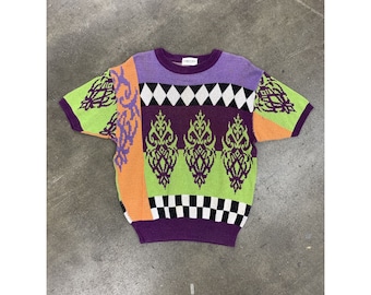 Uomo Forte Acid Colors Short Sleeve Knit vintage coogi knit sweater biggie smalls gift for him 1990s