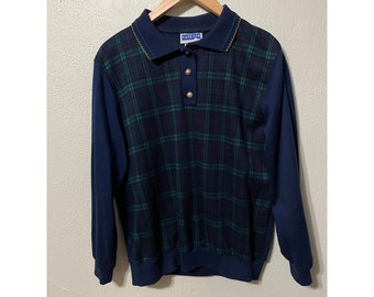 Vintage Gold Trim Rugby Plaid Shirt