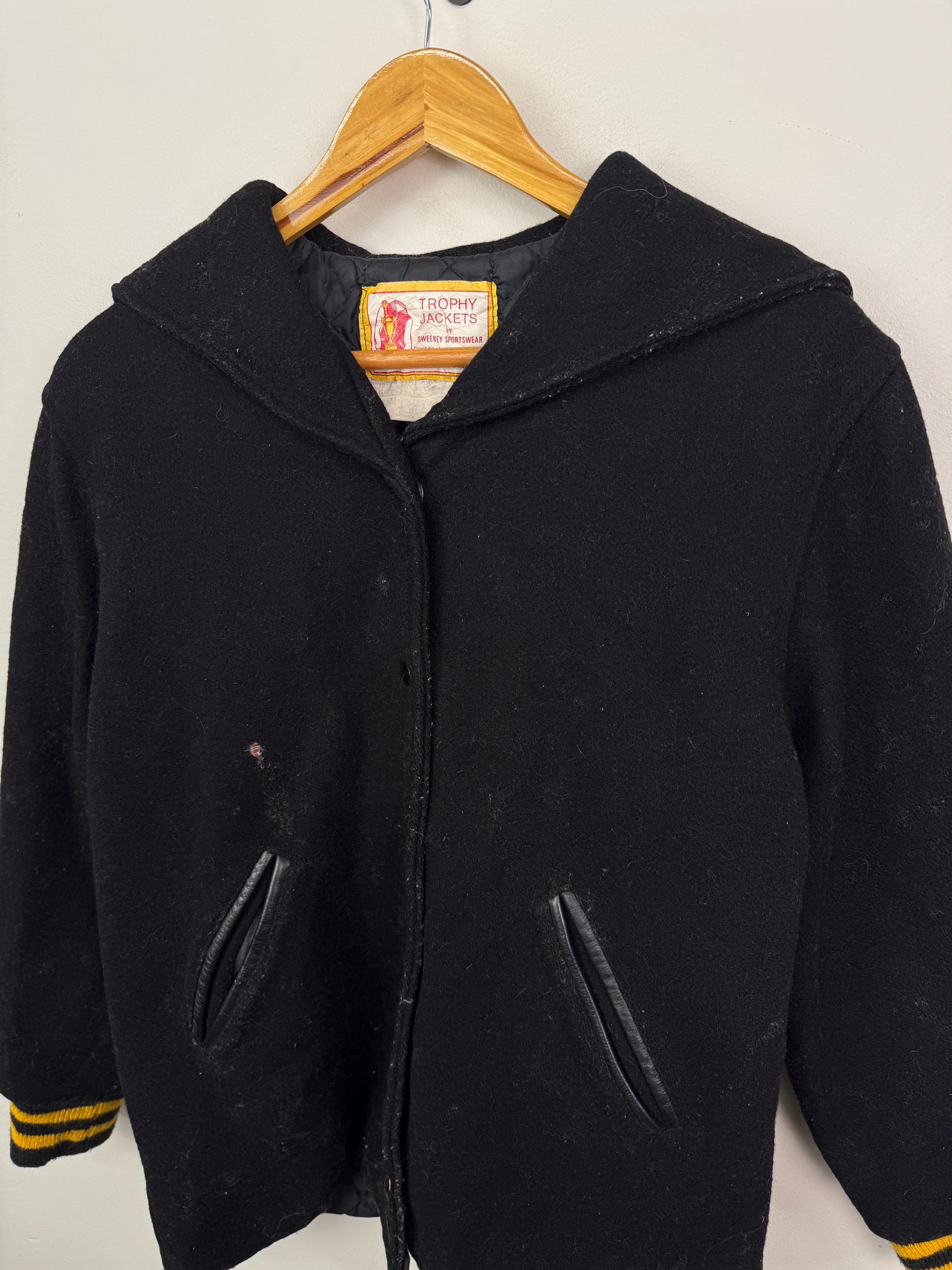 Vintage 70s Trophy Jackets Cadott Black Wool Varsity Jacket - Etsy 