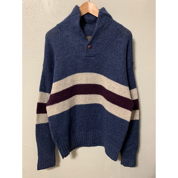 Vintage Eddie Bauer Maroon Stripe Cowl Neck Knit Sweater