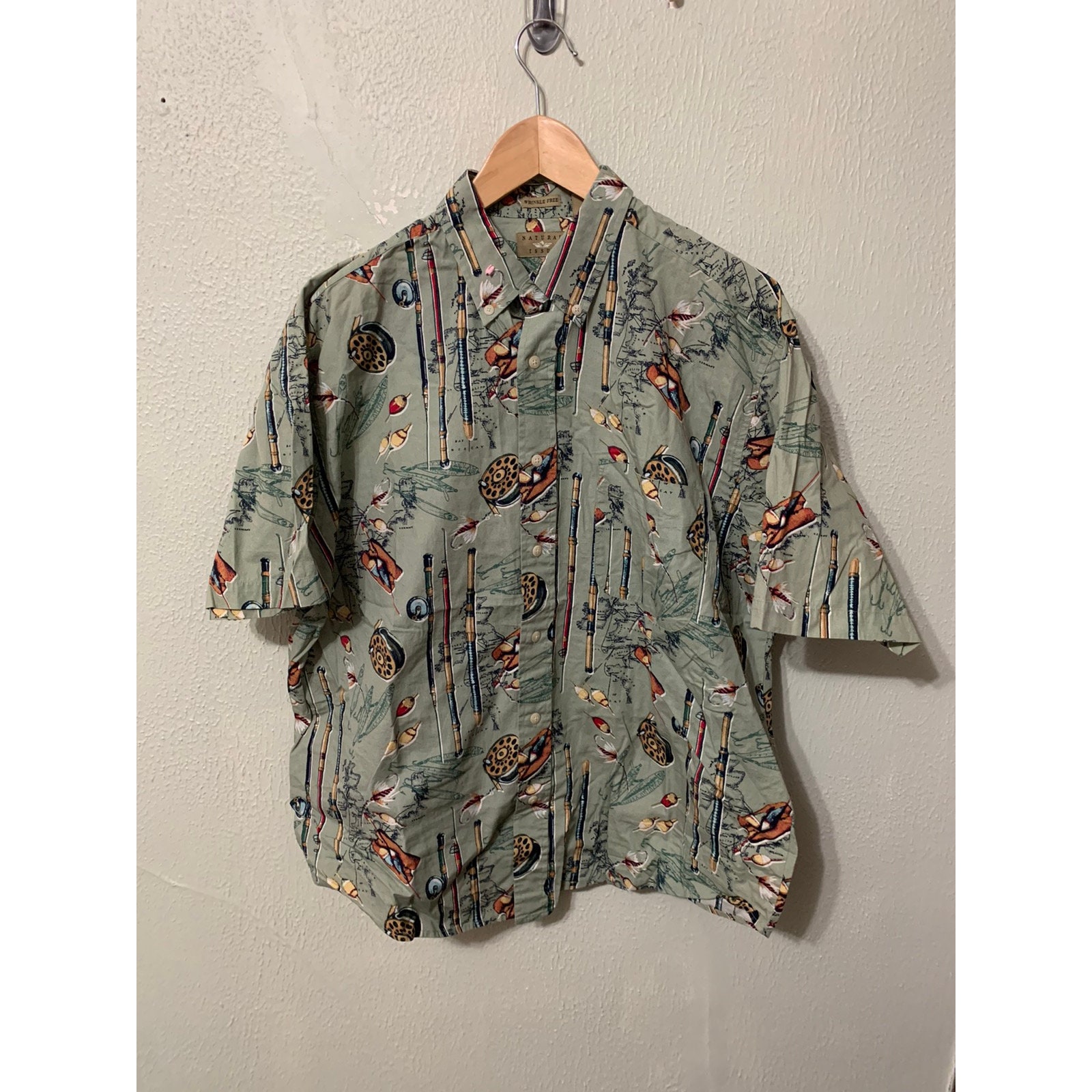 Vintage Fishing Tackle Button Up Fishing Shirt