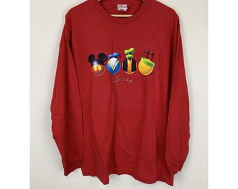 Vintage Disney World Minimalist Mickey Goofy Donald Pluto Longsleeve Size L vintage shirt gift rare find shirt top gift for her for him