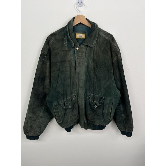 Vintage Lederjacke Sierra Wildleder Smaragdgrüne Lederjacke Size