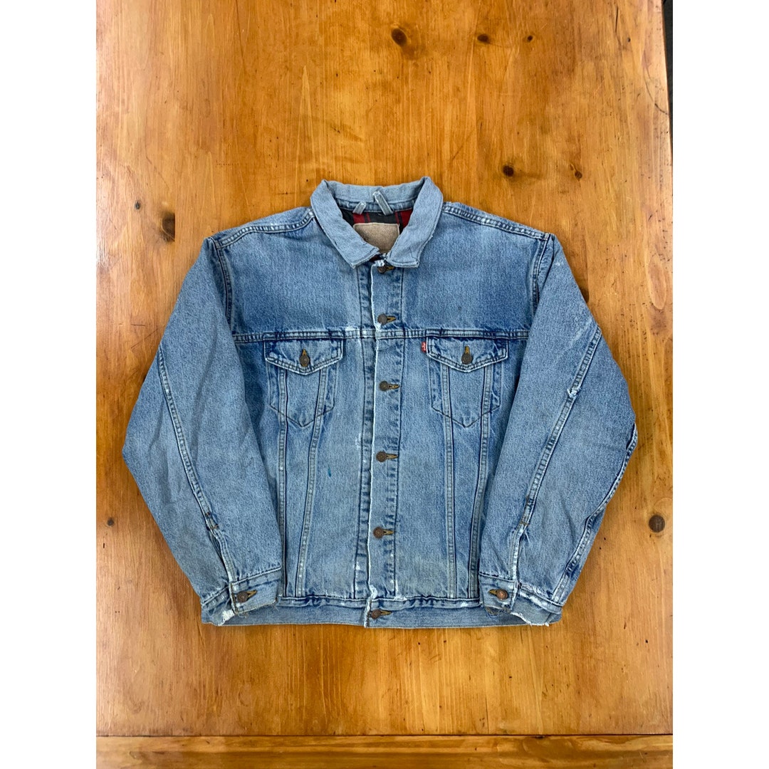 Vintage Levis Flannel Lined Denim Jacket Etsy