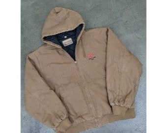 Vintage Work Jacket Swingster Hooded Insulated Canvas Jacket Size XXL "QLF" vintage carhartt jacket 90s  gift for her gift for him workwear