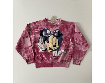 Vintage 1980er Jahre Minnie Maus Batik Disney Baby Rundhalsausschnitt Größe L (10/12)