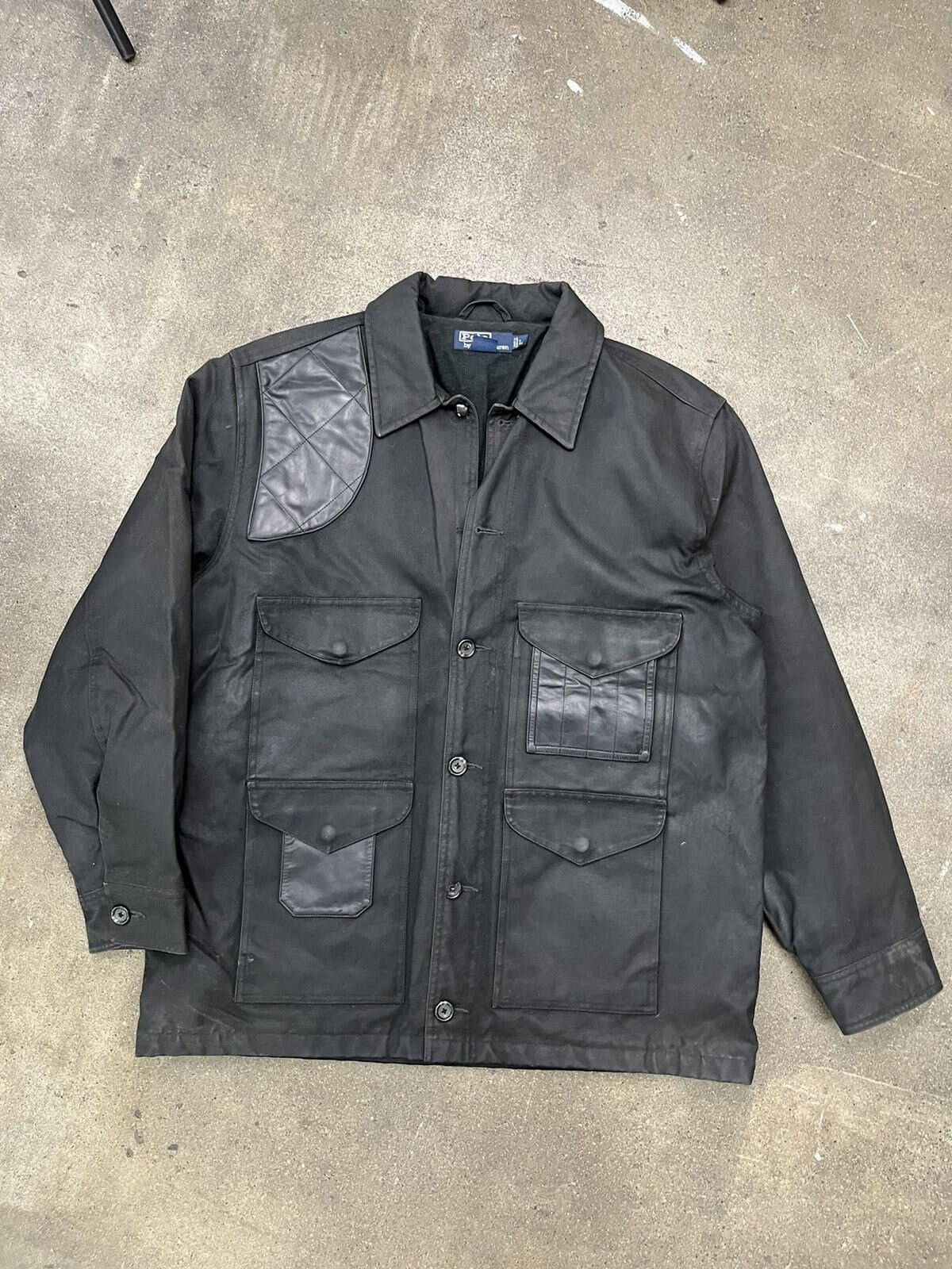 1990s Polo Ralph Lauren Hunting Jacket 90s Leather Coat Sz L