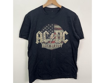Vintage ACDC Rock Or Bust Camo Logo Tee Shirt Size Mvintage tshirt