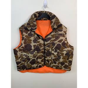 Unisex Duck Camo Puffer Väst | Vintage vinterutrustning för XXL-storlek | Hi-Vis vändbar design Vintage presentkvalitet