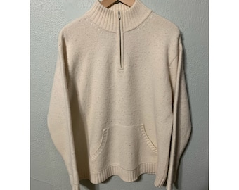 Vintage Medium LRL Cream Knit Sweater 2000s y2k 90s 80s mens womens gift Cardigan Sweater