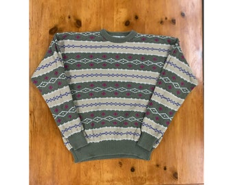 Vintage Cross Chain Knit Sweater vintage cozy warm thick winter fall sweater gift vintage sweater