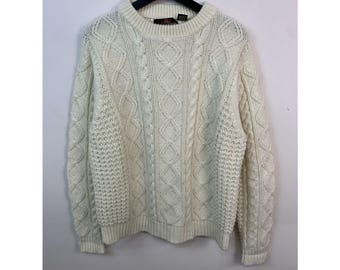 Vintage 1990s Norm Thompson 3D Colored Cable Knit Sweater / Made 