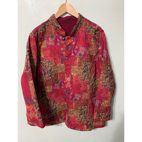 Vintage Wine Floral Patchwork Collage Cardigan