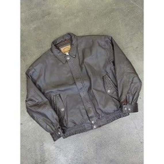 Vintage 90s Leather Jacket St. Johns Bay Bomber Jacket Size 